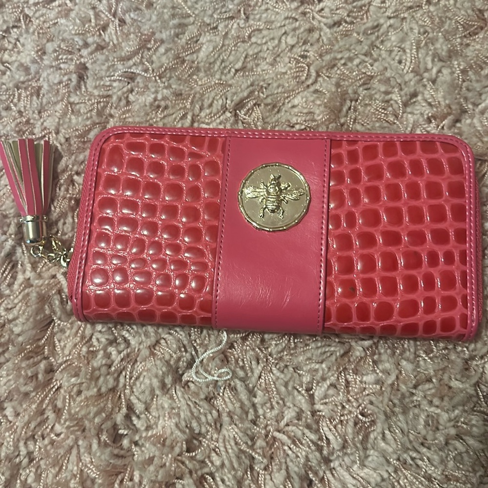 Hot pink leather wallet